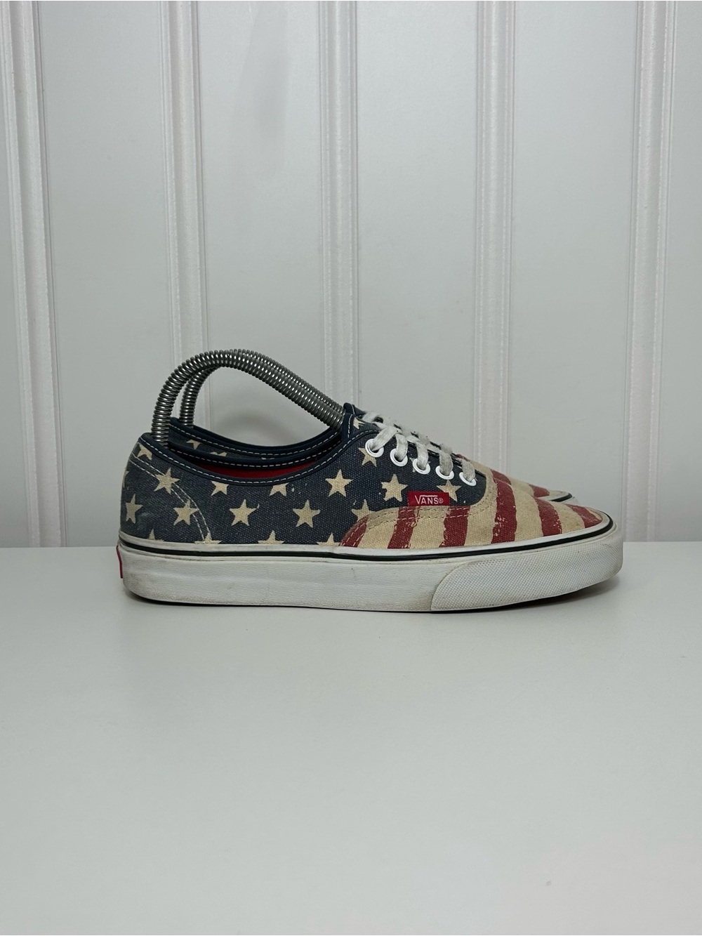 Vans era authentic Americana Flag Canvas Low Sneaker Red White Blue women 8